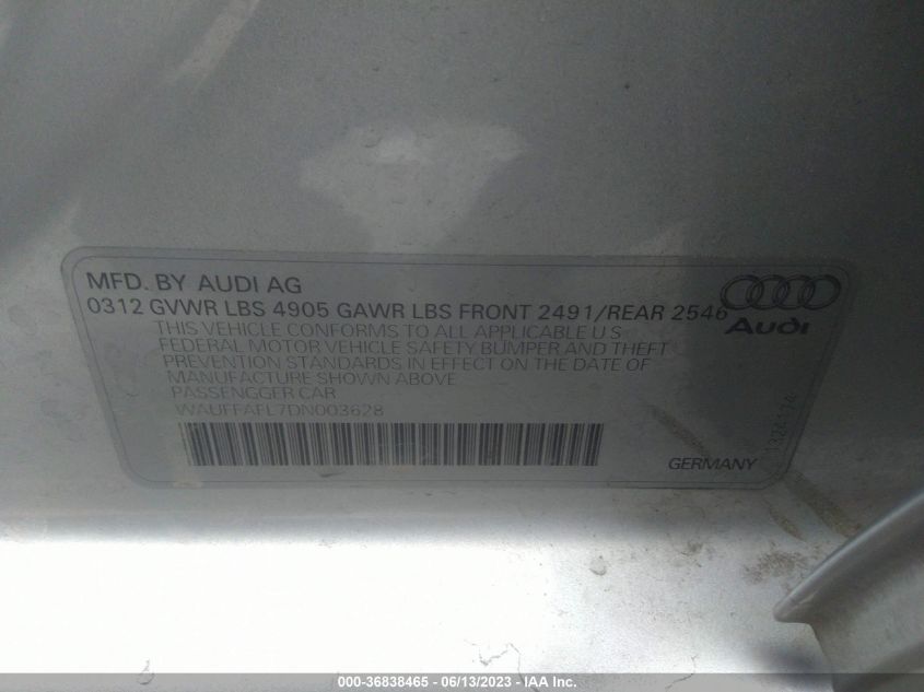 2013 AUDI A4 PREMIUM PLUS - WAUFFAFL7DN003628