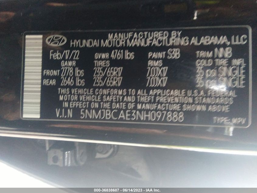 2022 HYUNDAI TUCSON SEL - 5NMJBCAE3NH097888