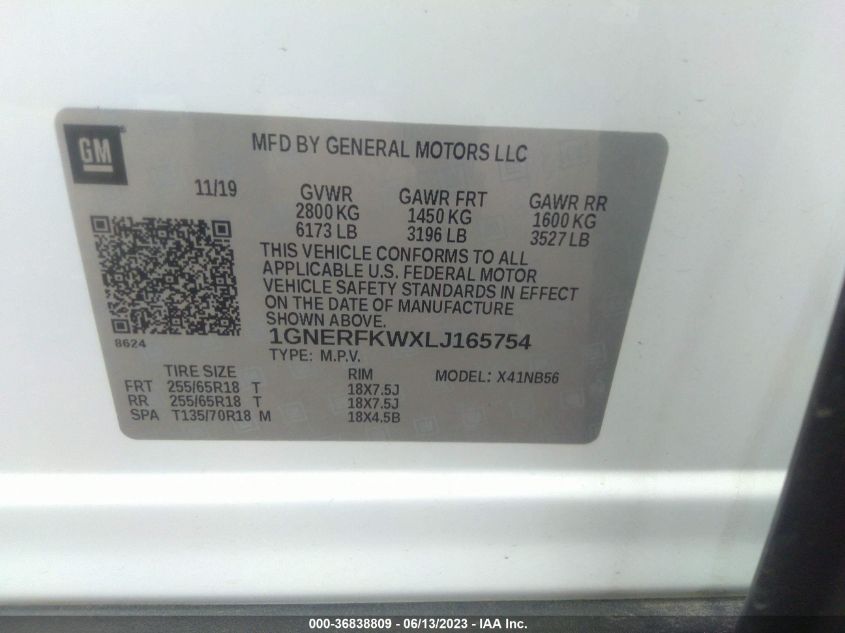 2020 CHEVROLET TRAVERSE LS - 1GNERFKWXLJ165754