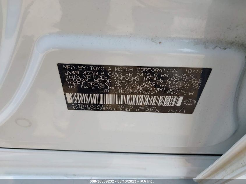 2014 LEXUS IS 350 - JTHCE1D23E5002334