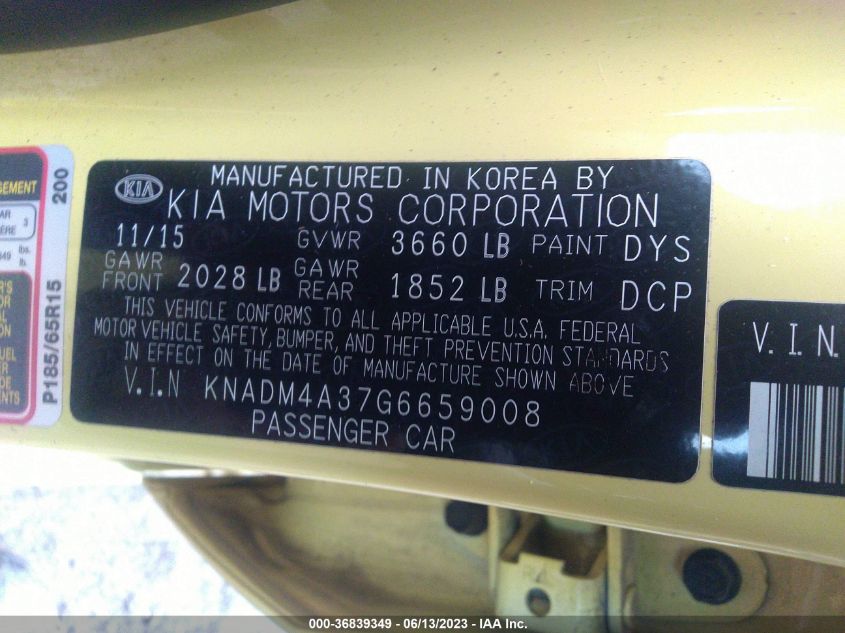 2016 KIA RIO LX - KNADM4A37G6659008