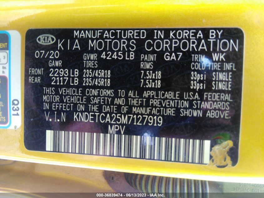 2021 KIA SELTOS SX - KNDETCA25M7127919