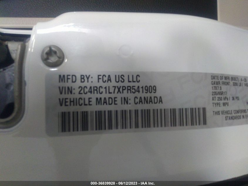 2023 CHRYSLER PACIFICA HYBRID TOURING L - 2C4RC1L7XPR541909