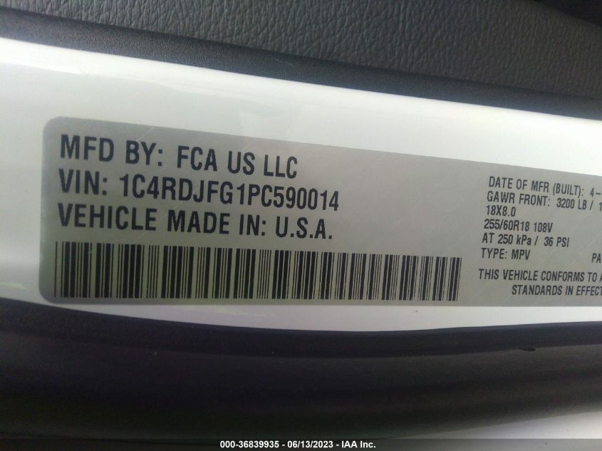 2023 DODGE DURANGO PURSUIT - 1C4RDJFG1PC590014