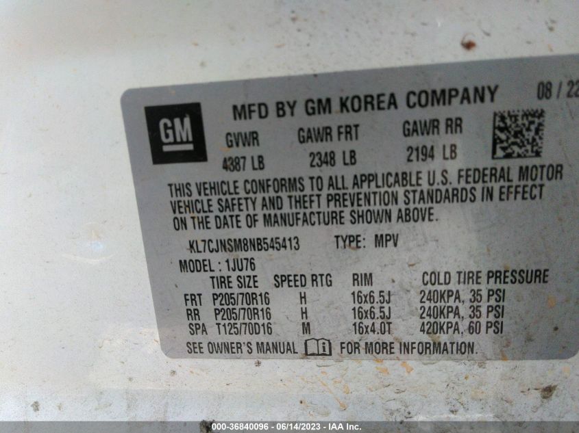 2022 CHEVROLET TRAX LS - KL7CJNSM8NB545413