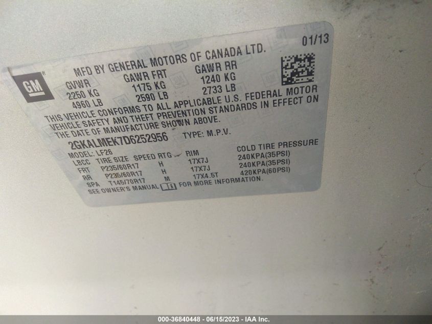 2013 GMC TERRAIN SLE - 2GKALMEK7D6252956