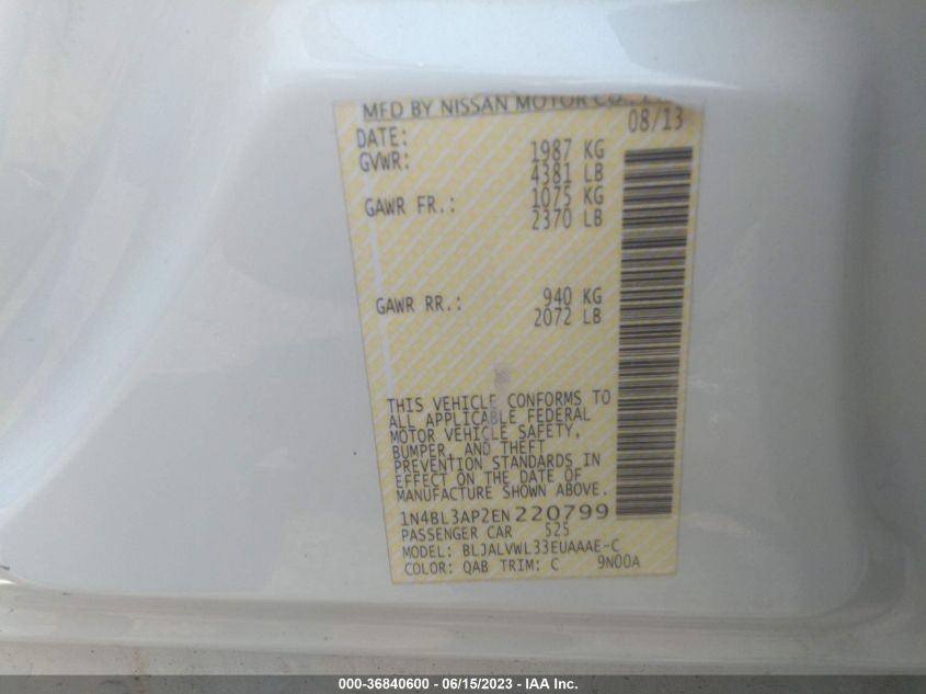 2014 NISSAN ALTIMA 3.5 SL - 1N4BL3AP2EN220799