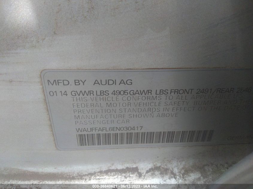 2014 AUDI A4 PREMIUM PLUS - WAUFFAFL6EN030417