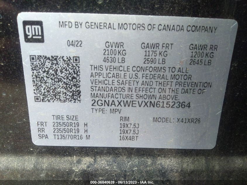 2022 CHEVROLET EQUINOX RS - 2GNAXWEVXN6152364