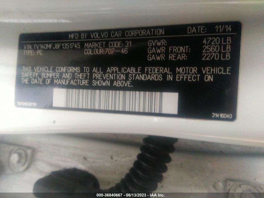 2015 VOLVO S60 T5 DRIVE-E - YV140MFJ8F1351745