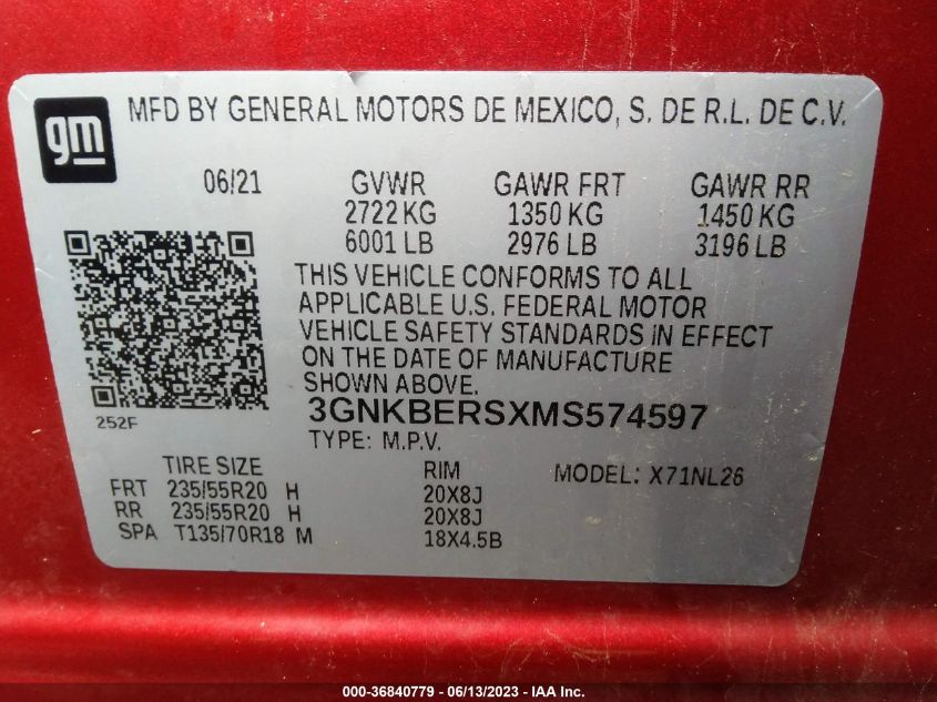 2021 CHEVROLET BLAZER RS - 3GNKBERSXMS574597