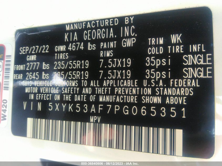 2023 KIA SPORTAGE SX-PRESTIGE - 5XYK53AF7PG065351