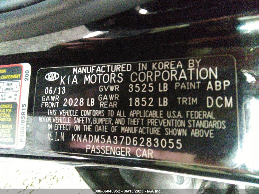 2013 KIA RIO LX - KNADM5A37D6283055