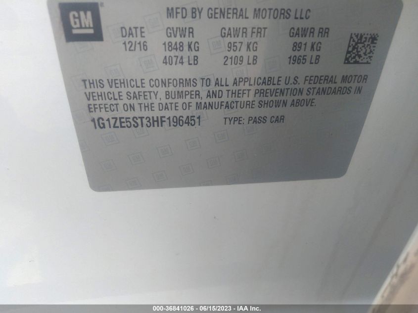 2017 CHEVROLET MALIBU LT - 1G1ZE5ST3HF196451