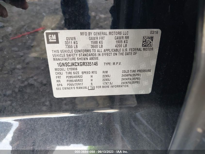 2016 CHEVROLET SUBURBAN LTZ - 1GNSCJKCXGR335146