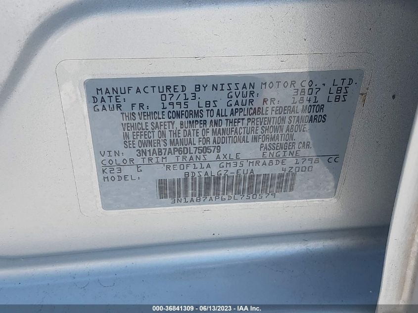 2013 NISSAN SENTRA SL - 3N1AB7AP6DL750579