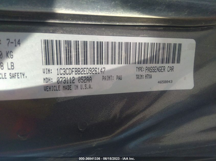 2014 DODGE DART SXT - 1C3CDFBB2ED926147