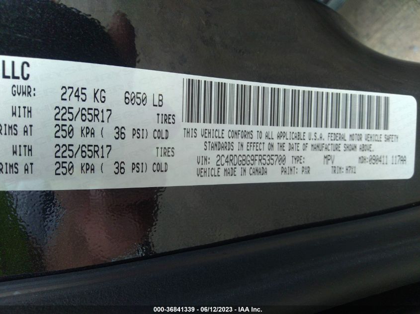 2015 DODGE GRAND CARAVAN SE - 2C4RDGBG9FR535700