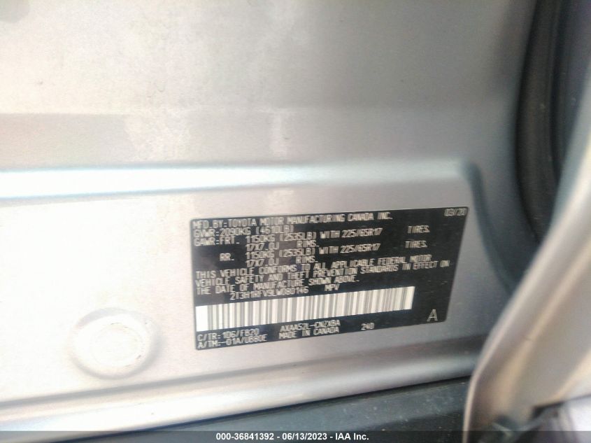 2020 TOYOTA RAV4 LE - 2T3H1RFV9LW080146