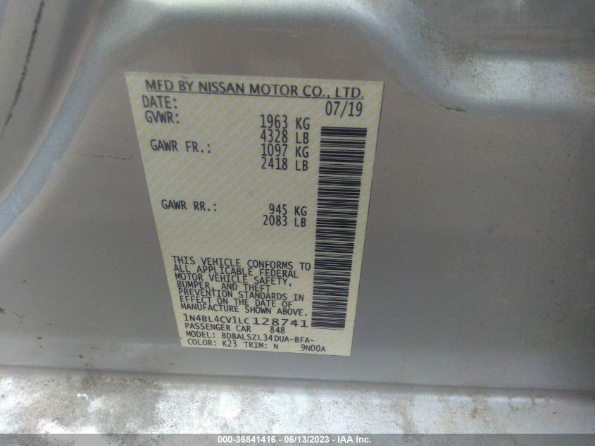 2020 NISSAN ALTIMA 2.5 SR - 1N4BL4CV1LC128741