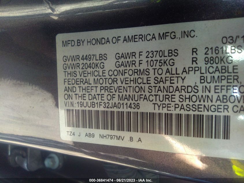 2018 ACURA TLX - 19UUB1F32JA011436