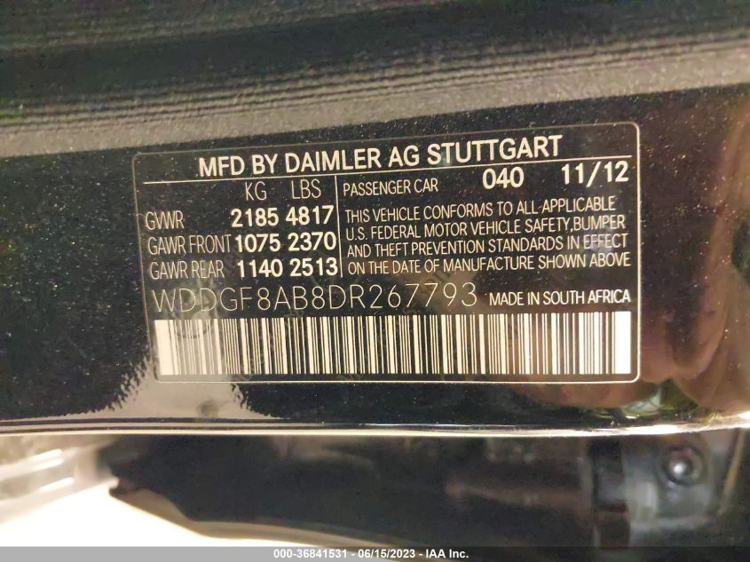 2013 MERCEDES-BENZ C-CLASS C 300 - WDDGF8AB8DR267793