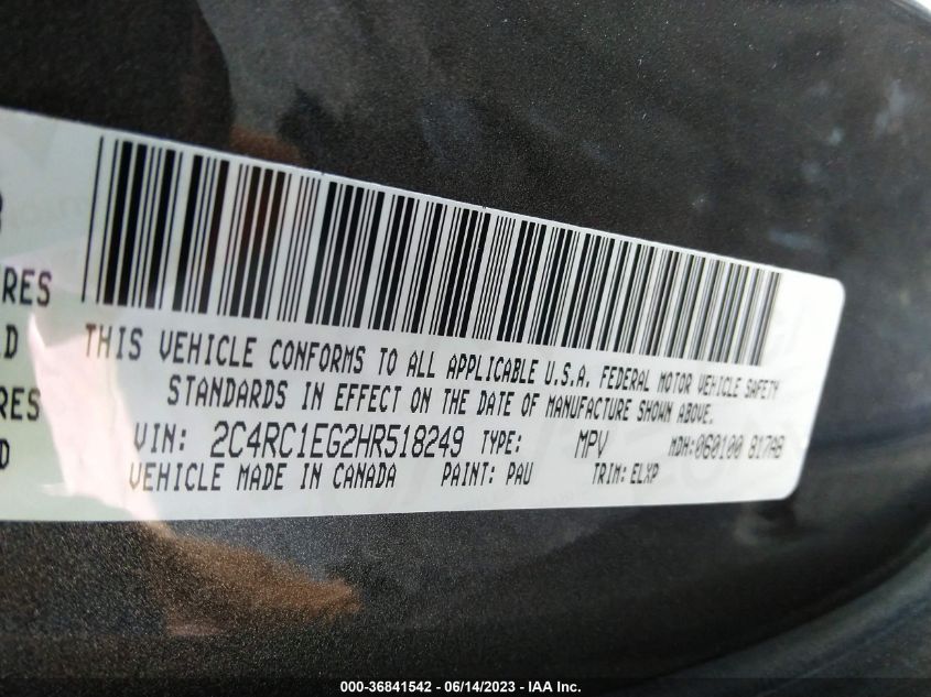 2017 CHRYSLER PACIFICA TOURING-L PLUS - 2C4RC1EG2HR518249