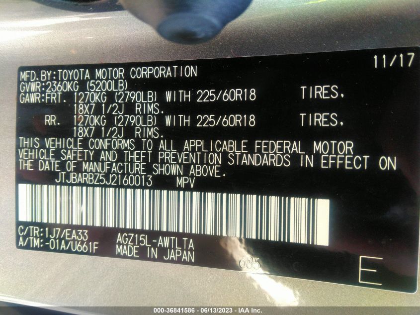 2018 LEXUS NX NX 300 - JTJBARBZ5J2160013