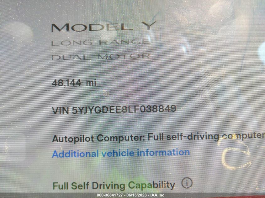 5YJYGDEE8LF038849 Tesla Model Y LONG RANGE 9