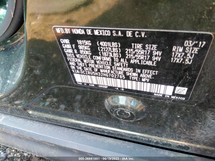 2017 HONDA HR-V LX - 3CZRU5H32HG702765