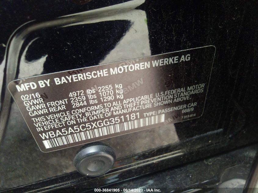 2016 BMW 5 SERIES 528I - WBA5A5C5XGG351181