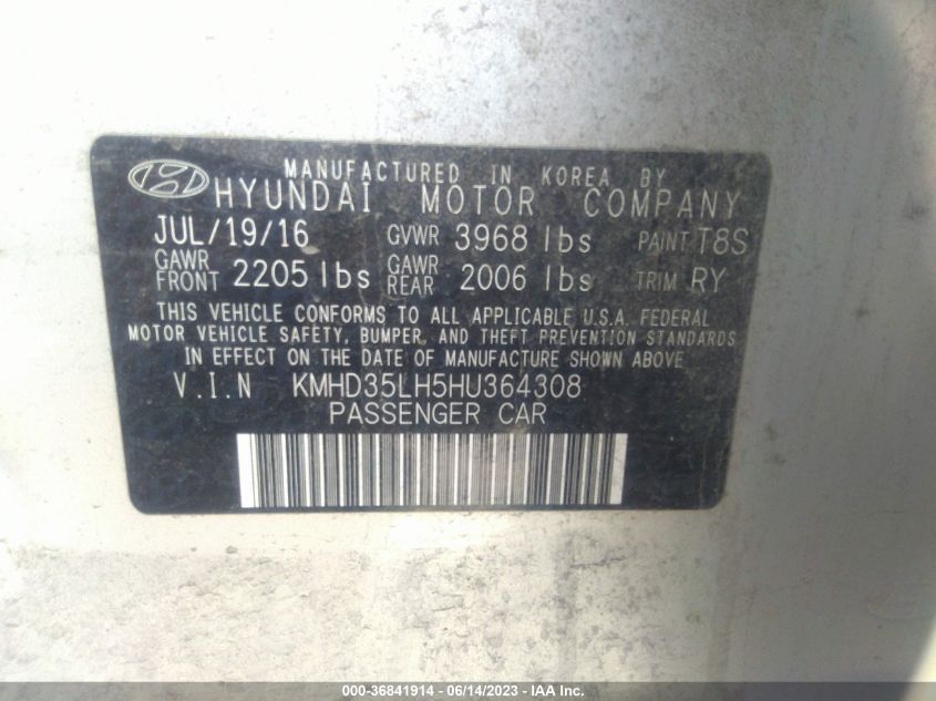 2017 HYUNDAI ELANTRA GT - KMHD35LH5HU364308