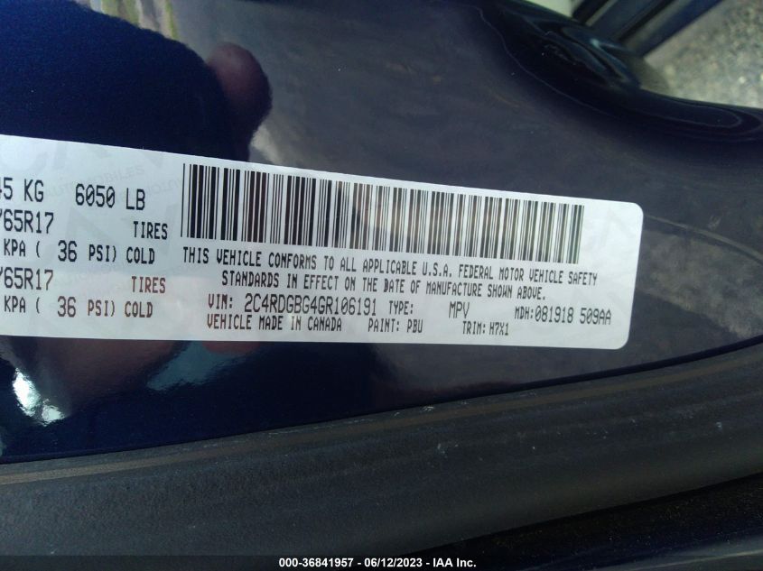 2016 DODGE GRAND CARAVAN SE - 2C4RDGBG4GR106191