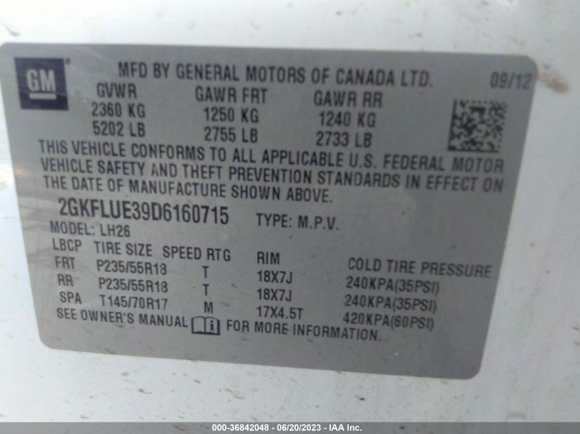 2013 GMC TERRAIN SLT - 2GKFLUE39D6160715