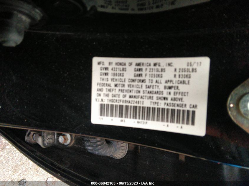 2017 HONDA ACCORD SEDAN EX-L - 1HGCR2F89HA224810