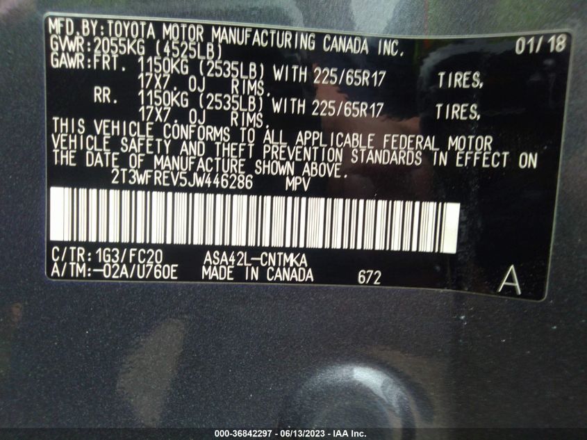2018 TOYOTA RAV4 XLE - 2T3WFREV5JW446286