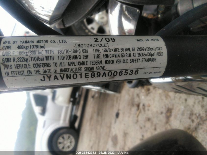 2009 YAMAHA XVS950 A - JYAVN01E89A006536