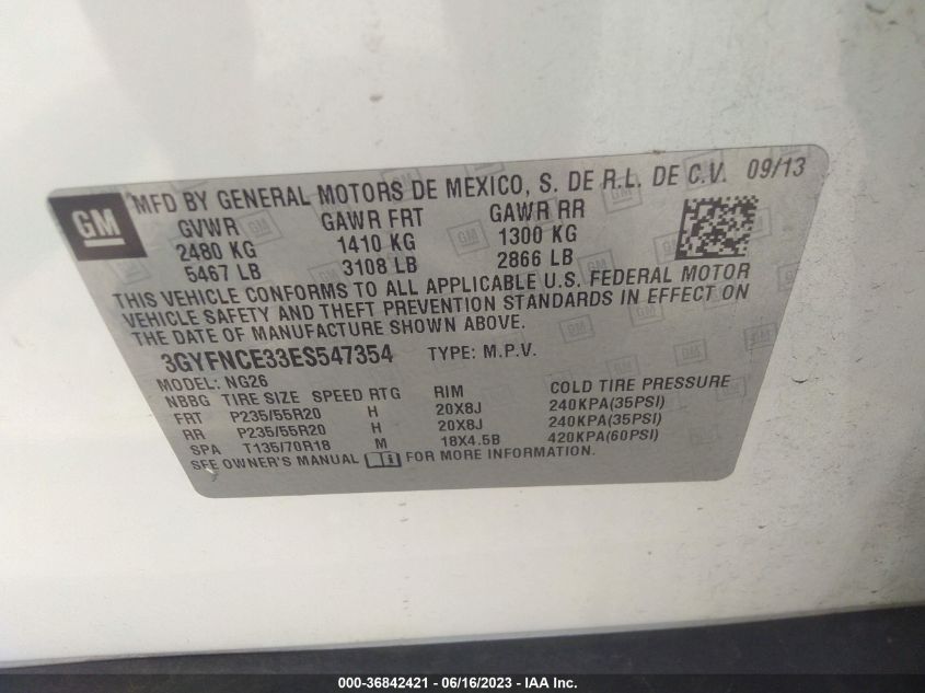 2014 CADILLAC SRX PERFORMANCE COLLECTION - 3GYFNCE33ES547354
