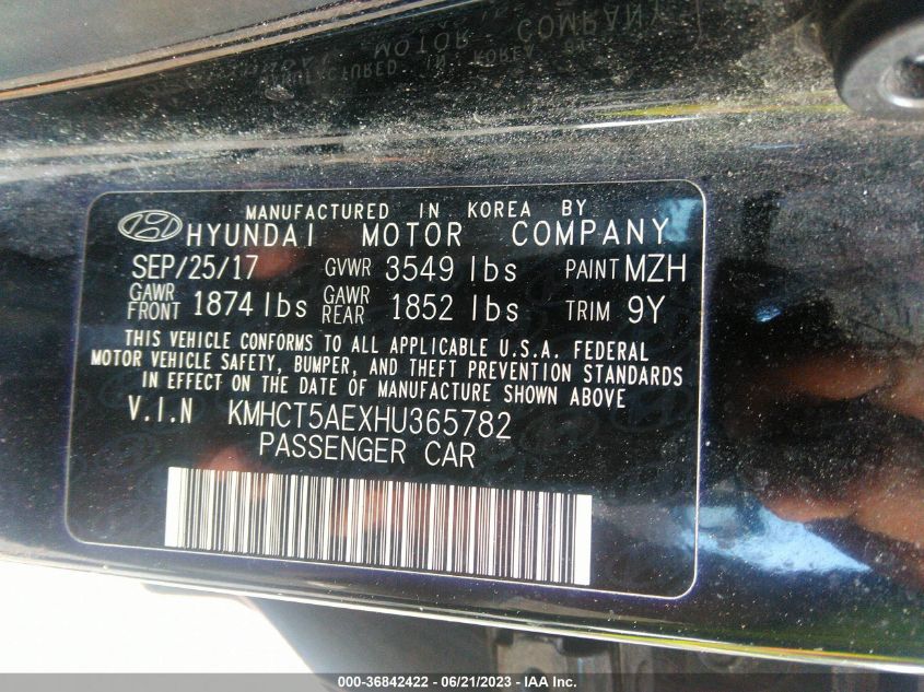 2017 HYUNDAI ACCENT SE - KMHCT5AEXHU365782