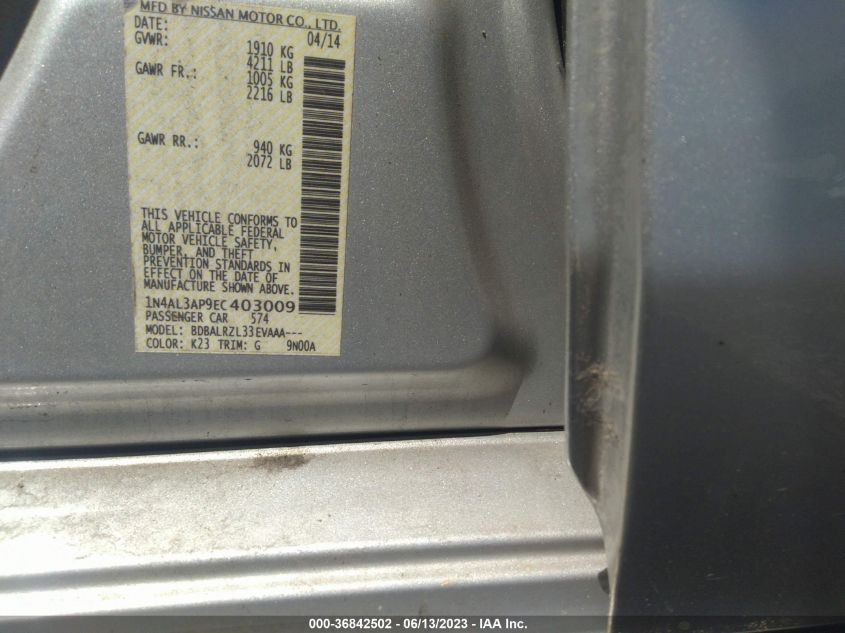 2014 NISSAN ALTIMA 2.5 - 1N4AL3AP9EC403009