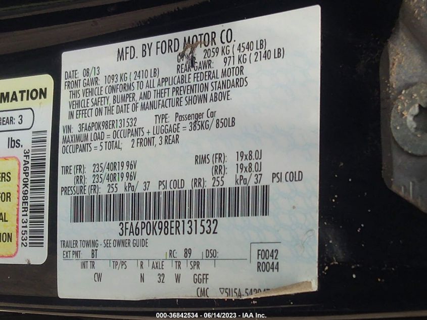 2014 FORD FUSION TITANIUM - 3FA6P0K98ER131532