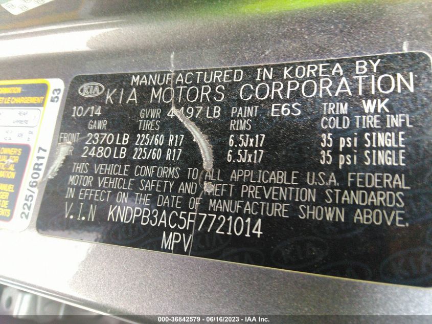 2015 KIA SPORTAGE LX - KNDPB3AC5F7721014