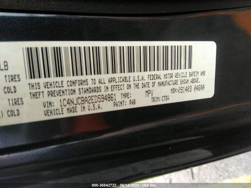 2014 JEEP COMPASS SPORT - 1C4NJCBA2ED594861