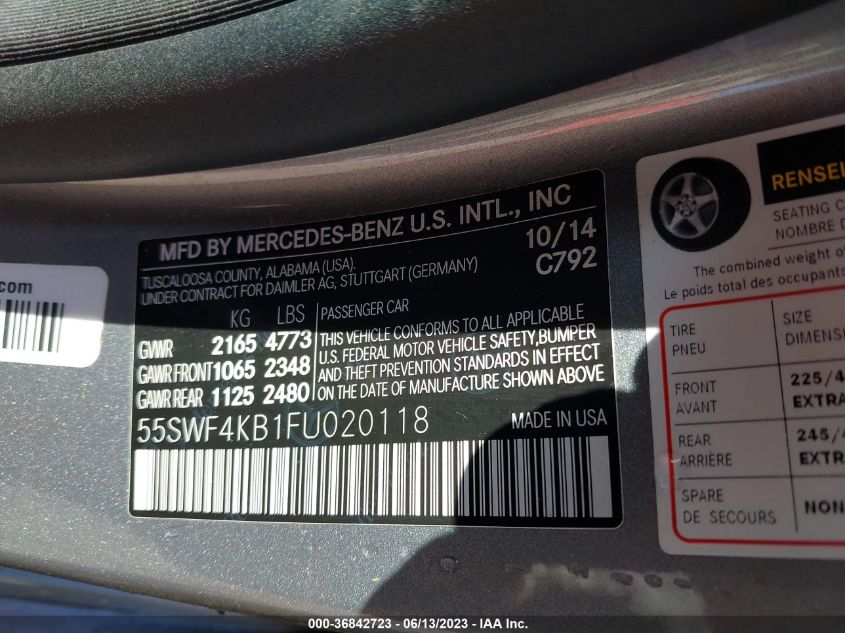 2015 MERCEDES-BENZ C-CLASS C 300 - 55SWF4KB1FU020118