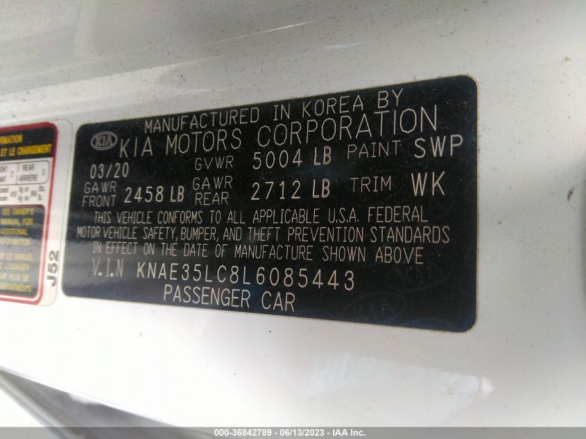 2020 KIA STINGER GT - KNAE35LC8L6085443