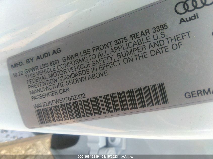 2023 AUDI E-TRON GT PRESTIGE - WAUDJBFW5P7002332