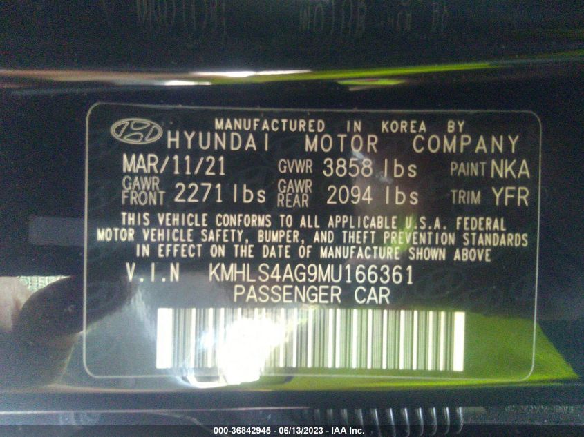 2021 HYUNDAI ELANTRA SEL - KMHLS4AG9MU166361