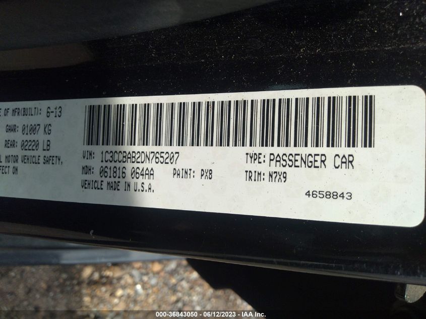 2013 CHRYSLER 200 LX - 1C3CCBAB2DN765207