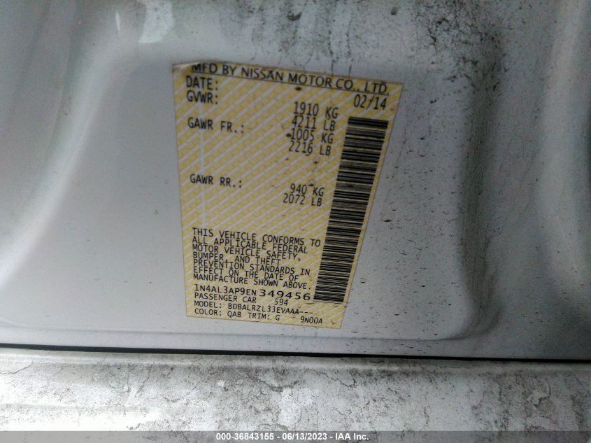 2014 NISSAN ALTIMA 2.5 - 1N4AL3AP9EN349456