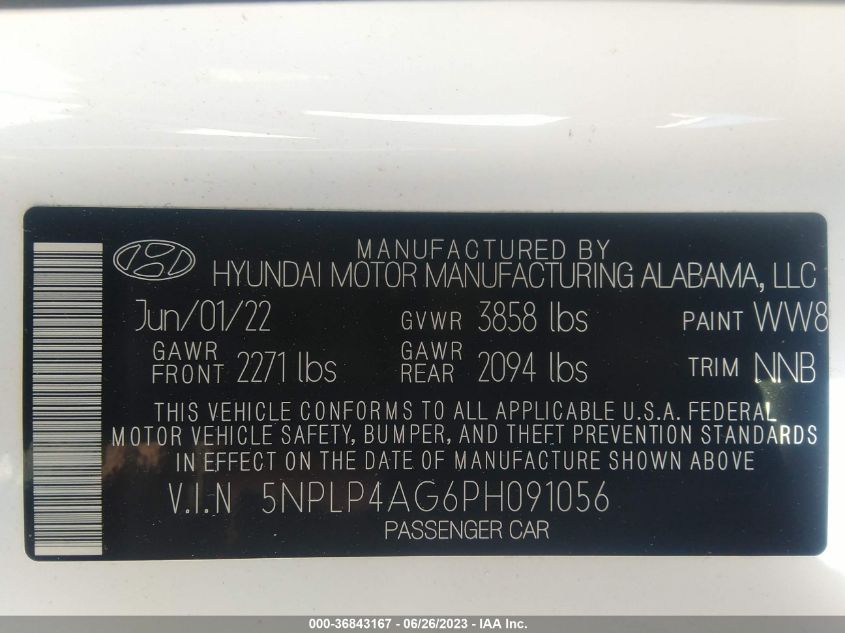 2023 HYUNDAI ELANTRA LIMITED - 5NPLP4AG6PH091056